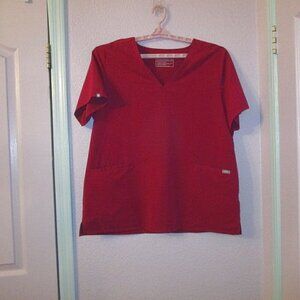 Figs CASMA Medical Size XXL SCRUB Top TECH Comfort V-NECK Maroon POCKETS Stretch